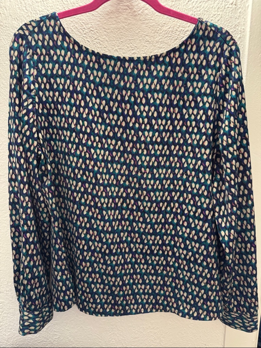 Ann Taylor Factory Navy Patterned Long-Sleeve Tee